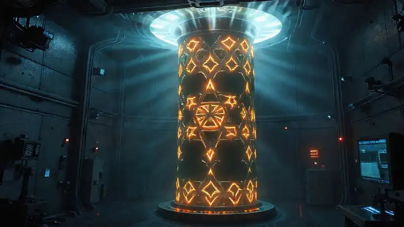 Estructura cilíndrica misteriosa con energía y seguridad