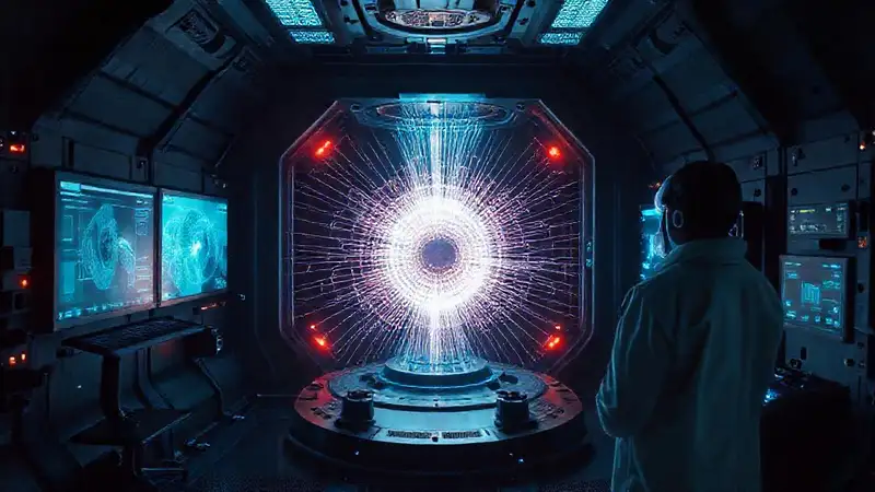 Cámara de contención futurista y vigilada