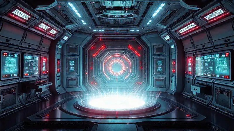Cámara futurista con campo electromagnético y sensores