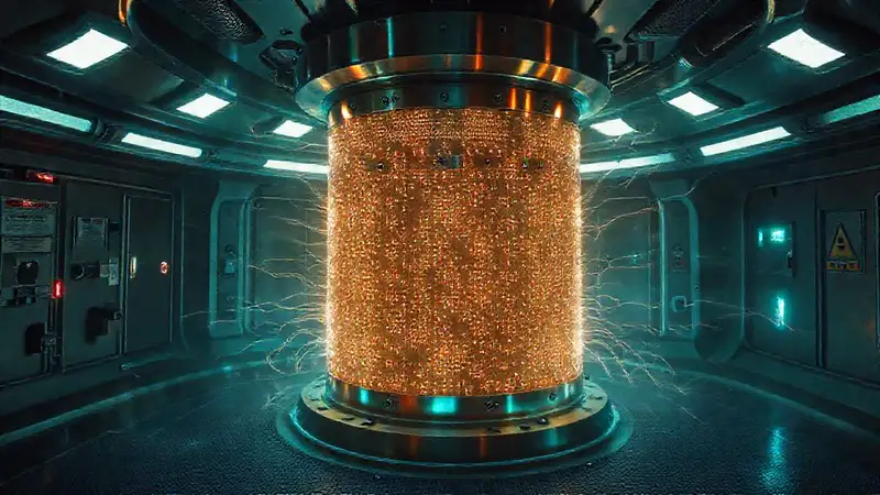 Estructura metálica futurista con energía misteriosa