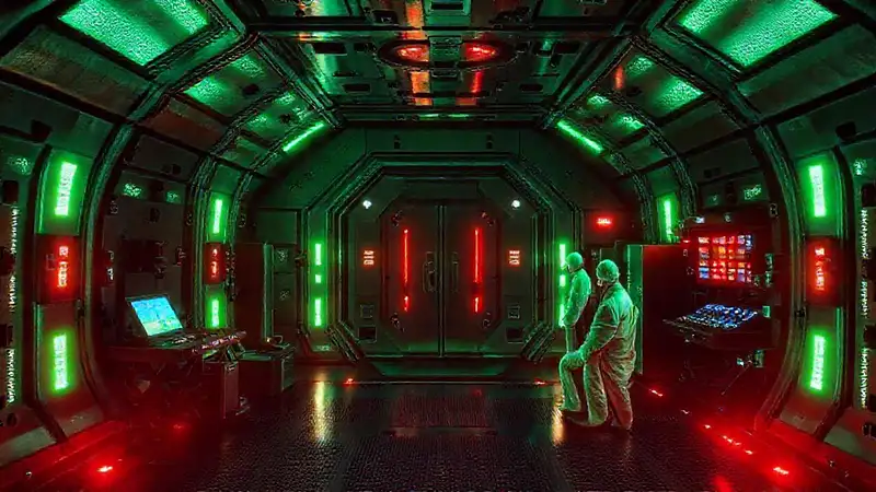 Cápsula subterránea protegida con energía brillante