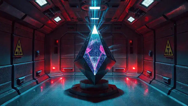 Cámara de contención con objeto extraterrestre.]