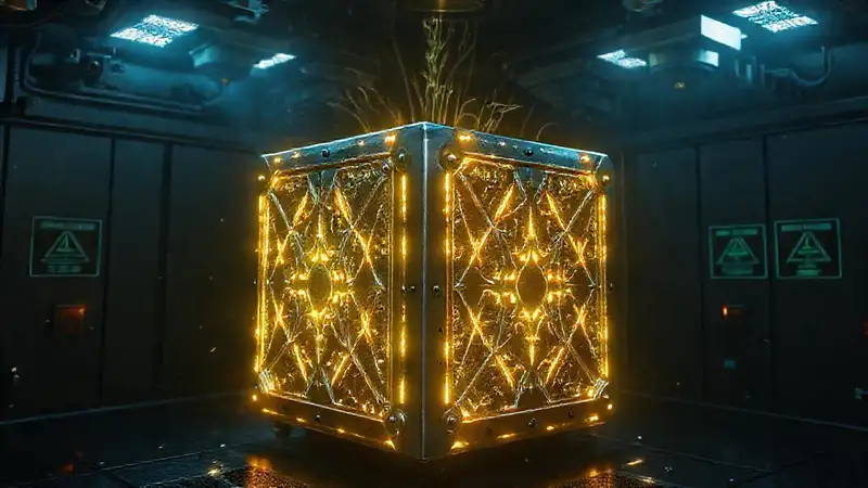 Cubículo futurista con energía y vigilancia