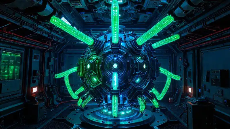 Estructura metálica misteriosa en entorno controlado