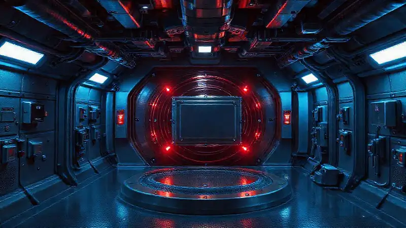Laboratorio subterráneo con objetos y tecnología avanzada