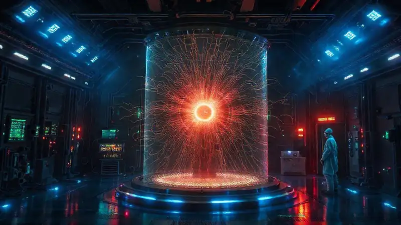 Campo electromagnético inestable en laboratorio futurista