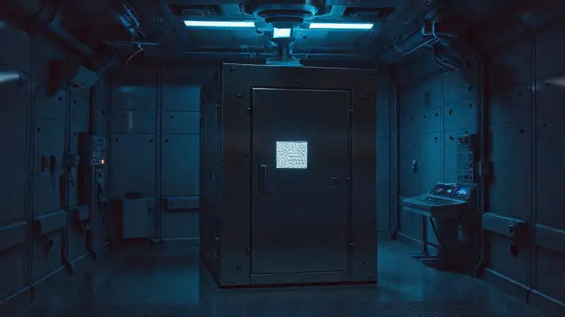 Habitación futurista de alta seguridad y misterio