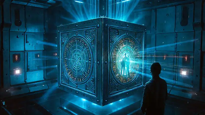 Cubo metálico con energías y ilusiones misteriosas