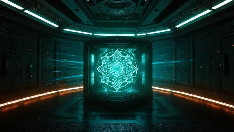 Dispositivo misterioso en sala de alta tecnología