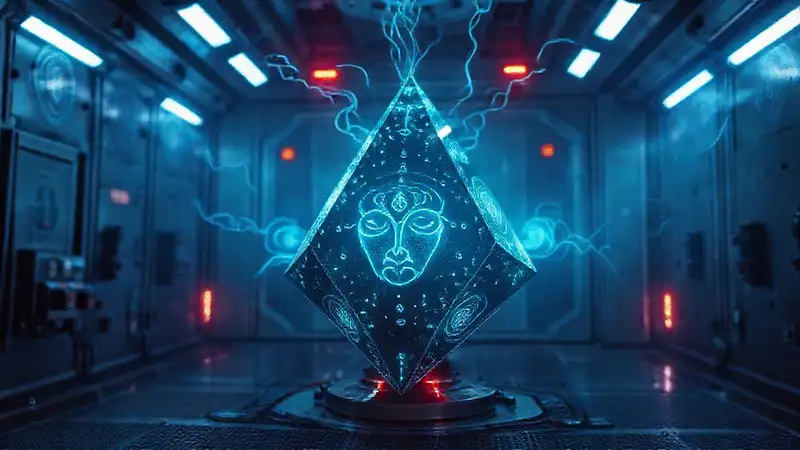 Objeto misterioso en entorno futurista y controlado