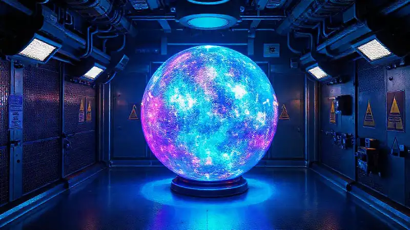 Esfera luminosa en sala de alta seguridad