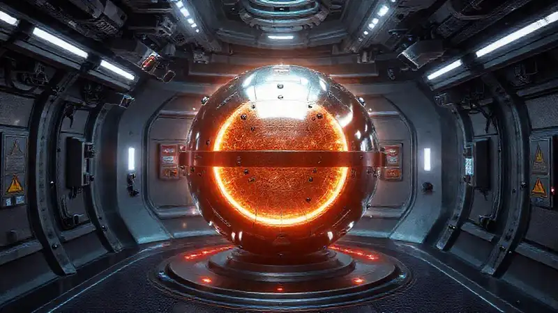 Esfera metálica en cámara de alta tecnología