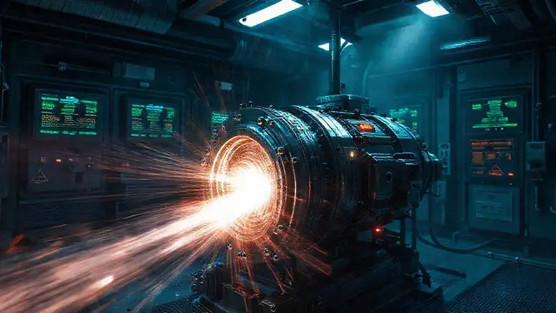 Dispositivo metálico misterioso en laboratorio futurista