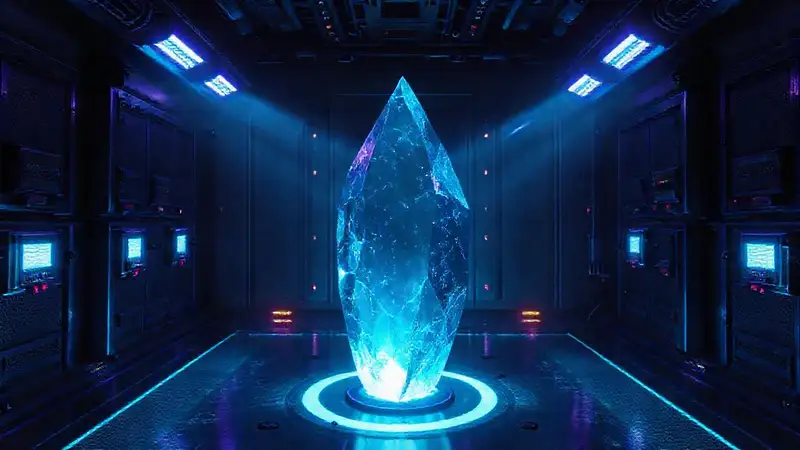 Cristal brillante en cámara de alta tecnología