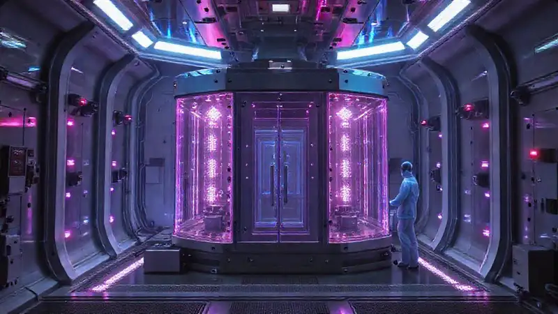 Cámara futurista de contención con ondas electromagnéticas