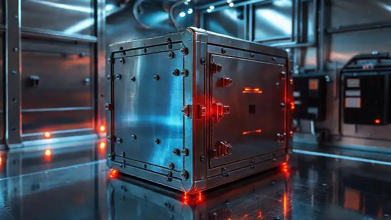 Contenedor metálico con energía y seguridad avanzada