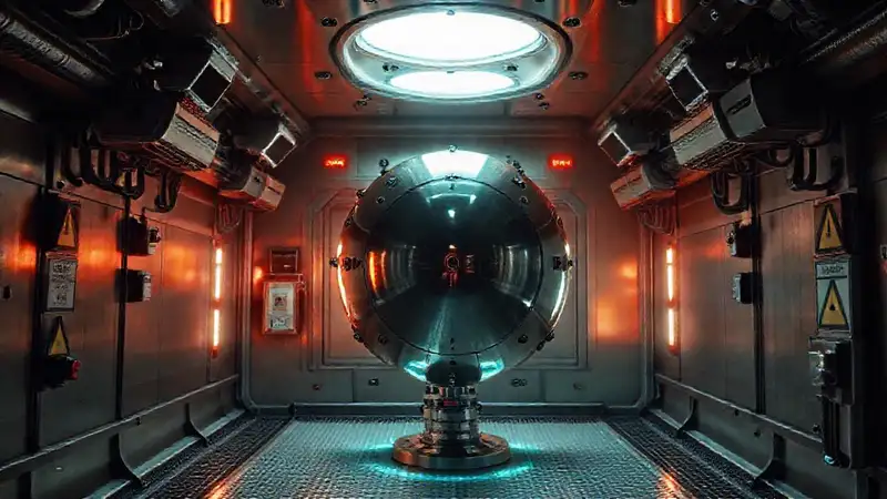 Esfera metálica en cámara de alta tecnología