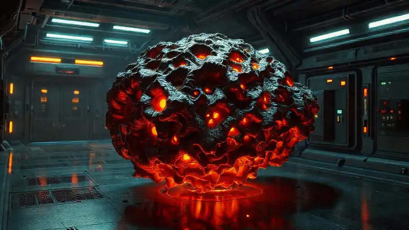 Objeto misterioso en ambiente futurista y secuencial