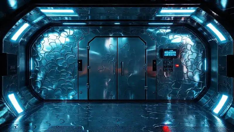 Cámaras futurista de contención con aura misteriosa