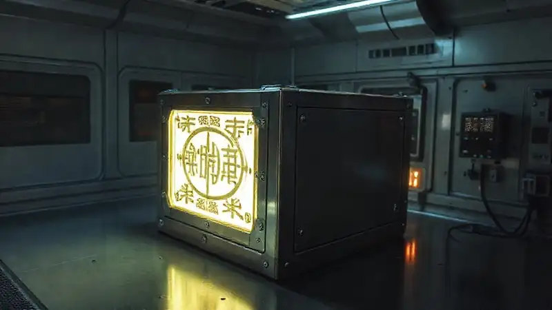 Caja metálica antigua con energía y protección