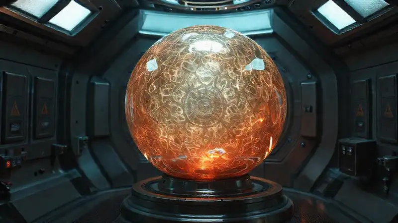 Esfera luminosa futurista en ambiente de seguridad