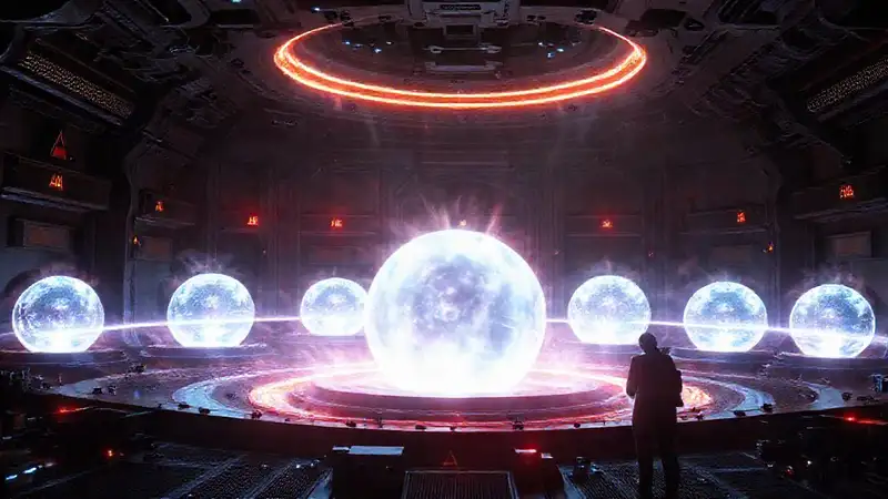 Esfera de plasma en entorno de alta tecnología