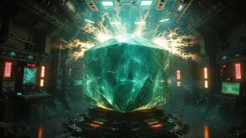 Cristal gigante en cámara de contención misteriosa