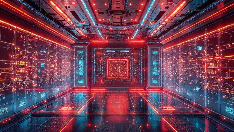 Centro de seguridad digital futurista y tenso