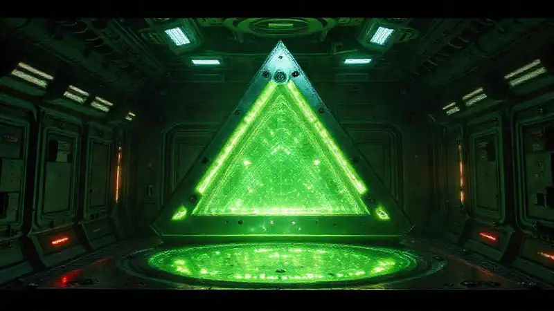 Estructura metálica, deformada, segura, misteriosa, luminosa