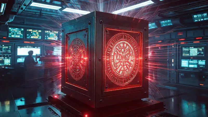 Cubo metálico antiguo con energía poderosa