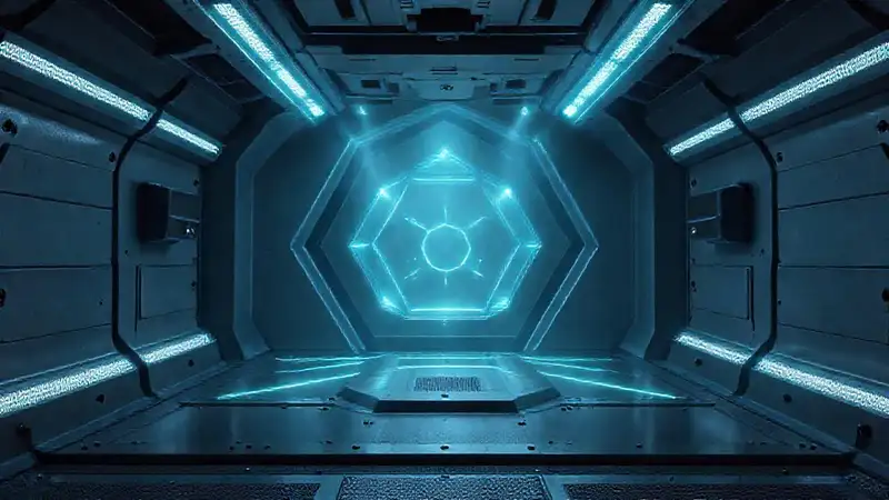 Estructura geométrica misteriosa en entorno tecnológico