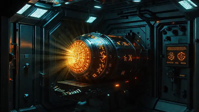 Cápsula de contención futurista y misteriosa