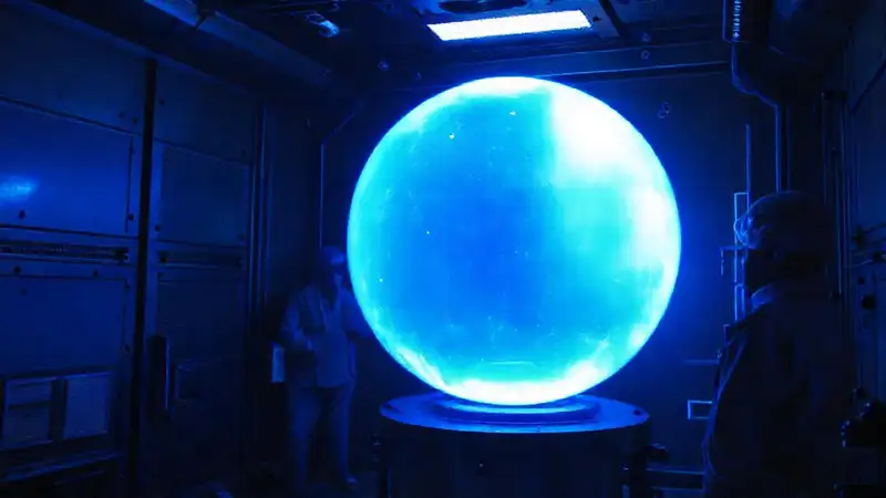 Esfera luminosa en contención de alta seguridad