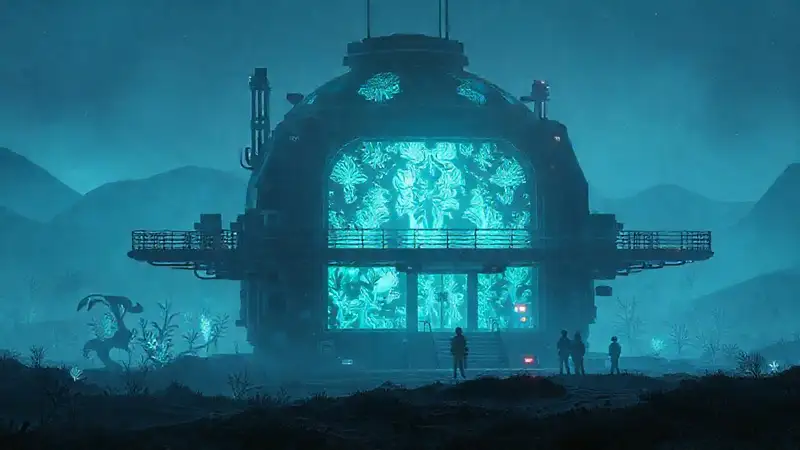 Instalación alienígena con bioluminescencia misteriosa