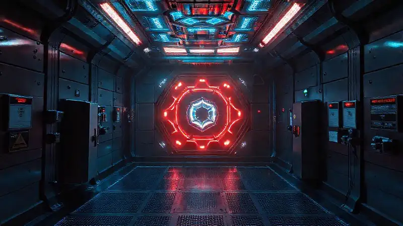 Sala futurista de alta seguridad y vigilancia