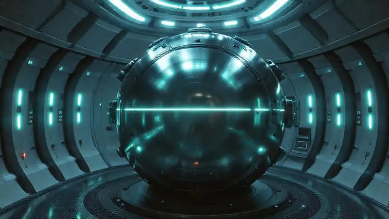Esfera metálica en cámara de alta tecnología