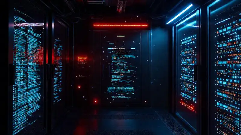 Sala segura con efectos digitales futuristas