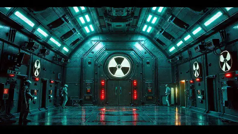 Instalación futurista con seguridad y energía potente