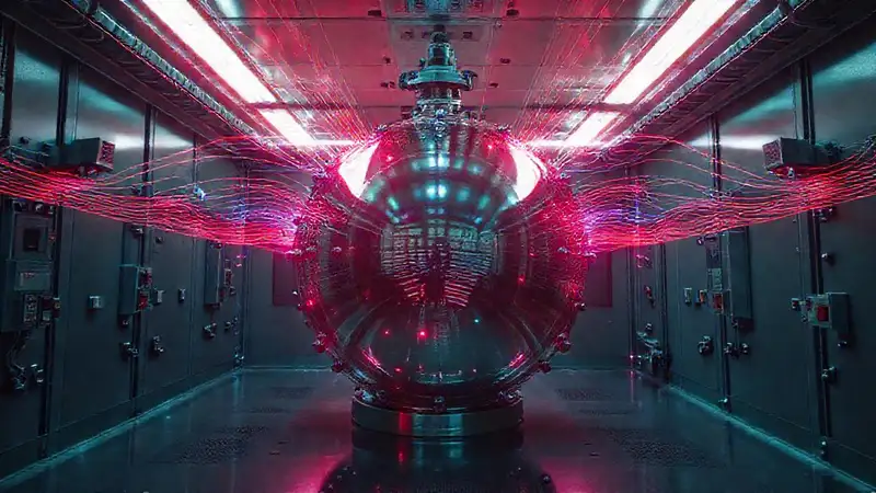 Estructura metálica, luz distorsionada y tecnología