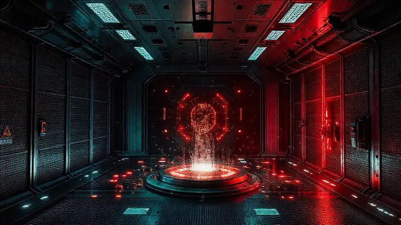 Campo energético misterioso en una instalación futurista