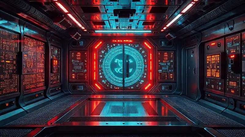 Cámara futurista de seguridad avanzada y enigma