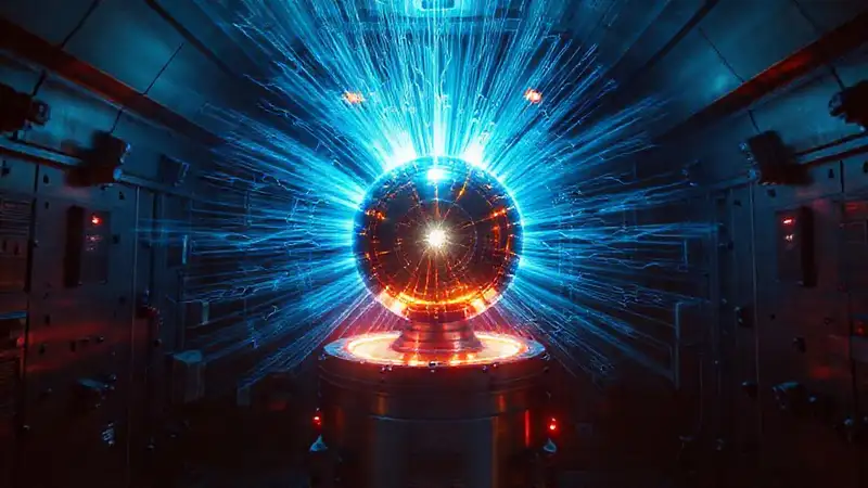Visualización de campo electromagnético en cámara futurista