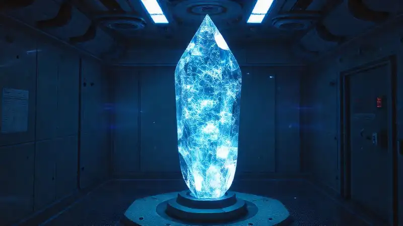 Cristal prístino con patrones luminosos misteriosos