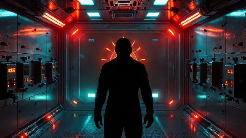 Cámara de contención futurista y misteriosa