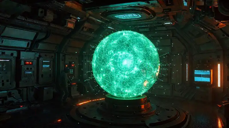 Esfera luminosa misteriosa en cámara tecnológica