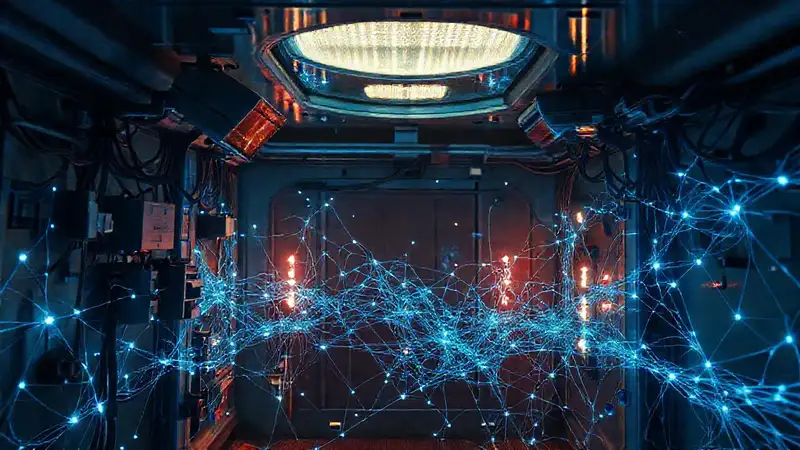 Cámara de contención futurista y misteriosa