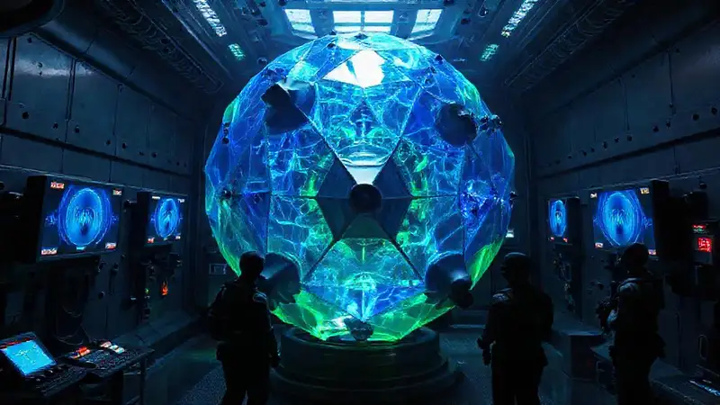 Esfera translúcida en cámara de alta tecnología