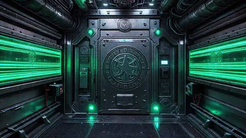 Estructura futurista con energía y seguridad avanzada