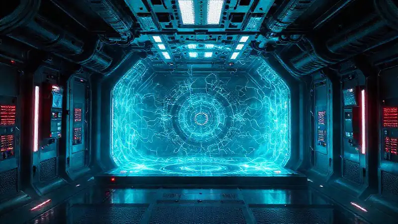 Entorno futurista con energía y seguridad intensa