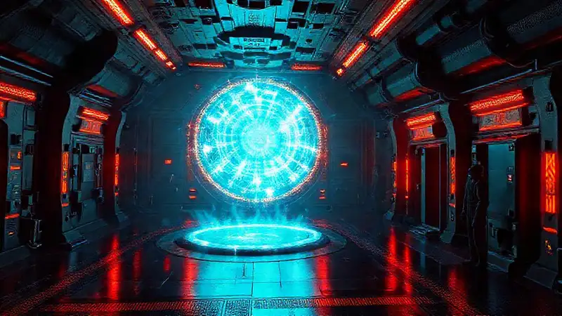 Esfera de energía en prisión futurista y segura